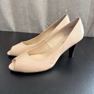 Silhouettes Pumps Women's US 10W Nude Peep Toe Cone Heels Classic Slip On Career